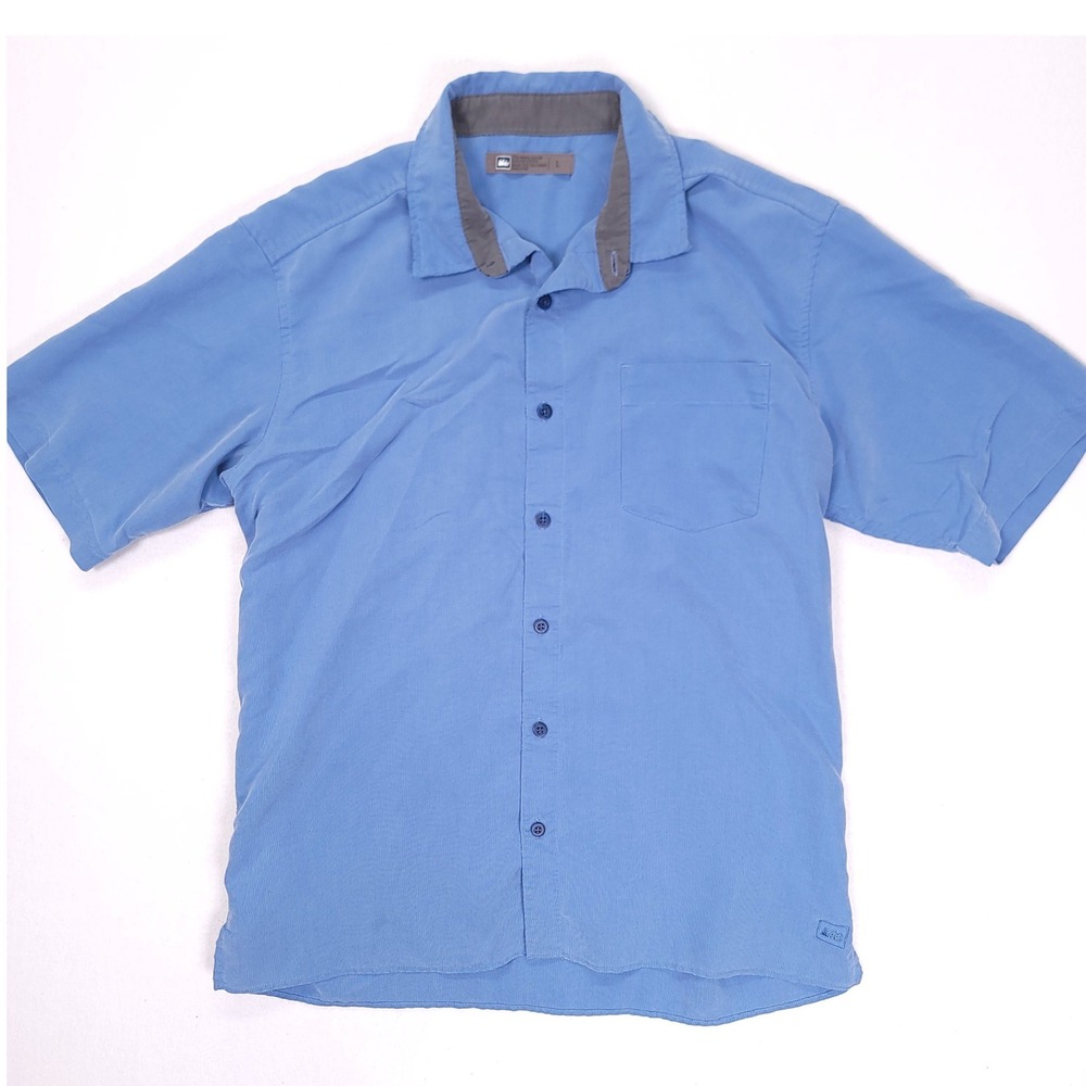 REI Mens Blue Short Sleeve Button‎ Down Shirt Modal Blend Large
